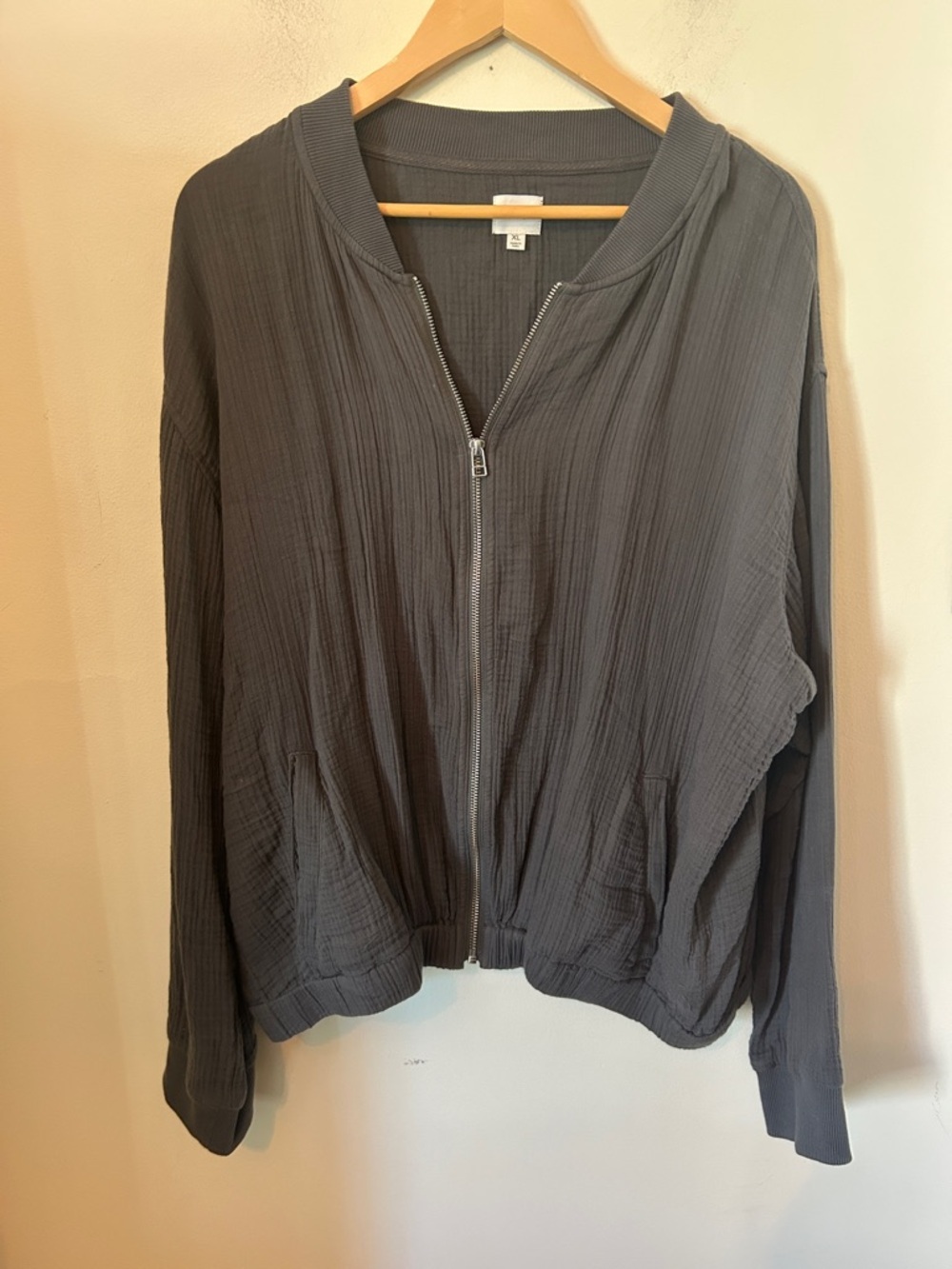 Jag Jeans Gray Lightweight Textured Bomber Jacket Size XL